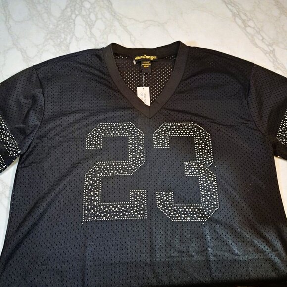 Like an Angel Size 1X, Short Sleeves Black 23 Rhinestone Jersey NWT - Picture 13 of 14